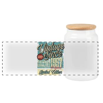 1957 Anniversaire vintage vintage rétro legend - Boîte à biscuits avec couvercle en bois - blanc - Devant