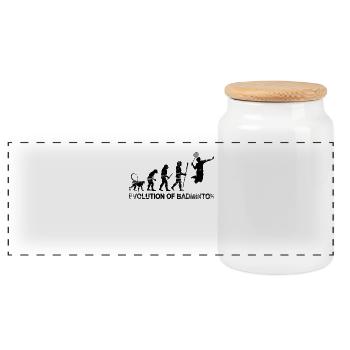 Development of badminton - Panoramic Cookie Jar with Wooden Lid - white - Front