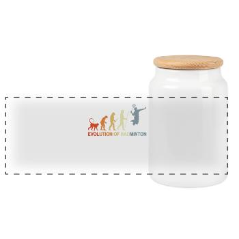 Évolution du badminton - Boîte à biscuits avec couvercle en bois - blanc - Devant