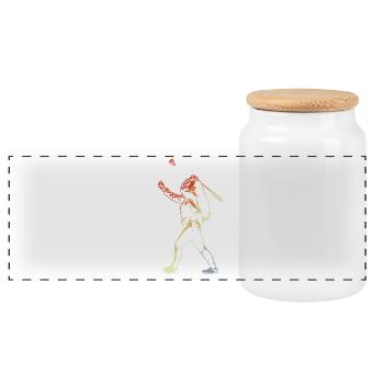 Badminton player - Panoramic Cookie Jar with Wooden Lid - white - Front