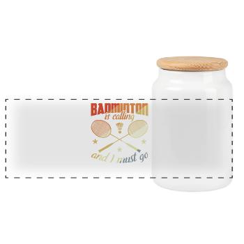 Lustiges Badminton Zitat - Panorama Keksdose mit Holzdeckel - Weiß - Vorne