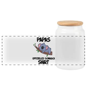 Papa Schlafshirt Vater Vatertag Geschenk - Panorama Keksdose mit Holzdeckel - Weiß - Vorne