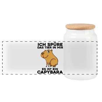 Capybara Wasserschwein Spruch Geschenk - Panorama Keksdose mit Holzdeckel - Weiß - Vorne