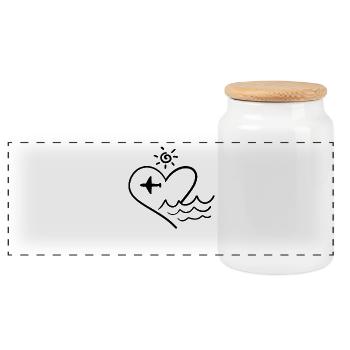 Airplanes Airplane Heart Love Holiday Pilot - Panoramic Cookie Jar with Wooden Lid - white - Front