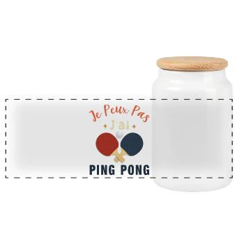 Je Peux Pas J'Ai Ping Pong Cadeau Tennis De Table - Boîte à biscuits avec couvercle en bois - blanc - Devant