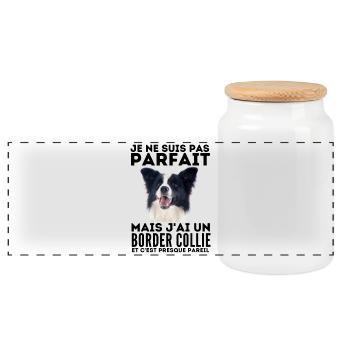 je ne suis pas parfait mais j ai un border collie - Boîte à biscuits avec couvercle en bois - blanc - Devant