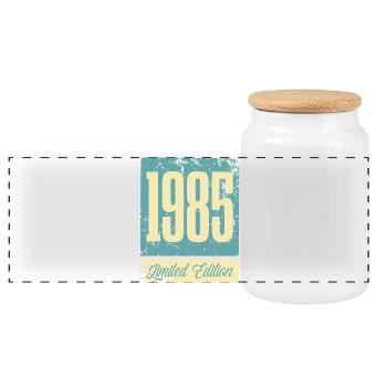 1985 Anniversaire de naissance Année de naissance - Boîte à biscuits avec couvercle en bois - blanc - Devant
