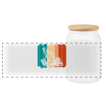 Excavator - Panoramic Cookie Jar with Wooden Lid - white - Front