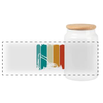 Excavator - Panoramic Cookie Jar with Wooden Lid - white - Front