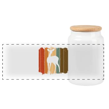 Chevreuil - Boîte à biscuits avec couvercle en bois - blanc - Devant