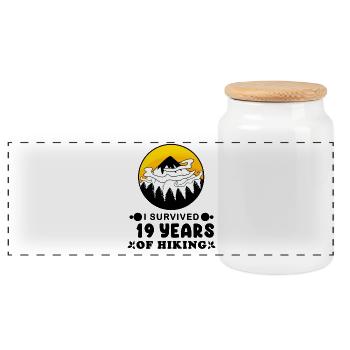 19th birthday hiker 19 years old summit mountains - Panoramic Cookie Jar with Wooden Lid - white - Front