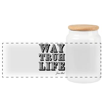 Way Truh Life, Christ - Boîte à biscuits avec couvercle en bois - blanc - Devant