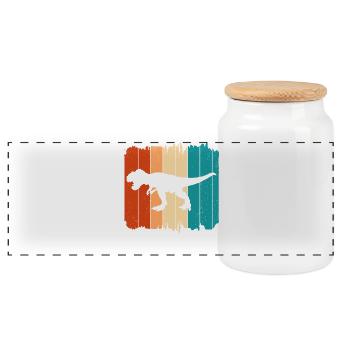 T-Rex - Boîte à biscuits avec couvercle en bois - blanc - Devant