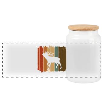 Cerf - Boîte à biscuits avec couvercle en bois - blanc - Devant