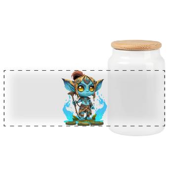 Avatar La Voie de l'Eau, mignon personnage, navi - Boîte à biscuits avec couvercle en bois - blanc - Devant