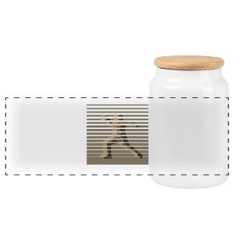 Handball Handball Player - Panoramic Cookie Jar with Wooden Lid - white - Front