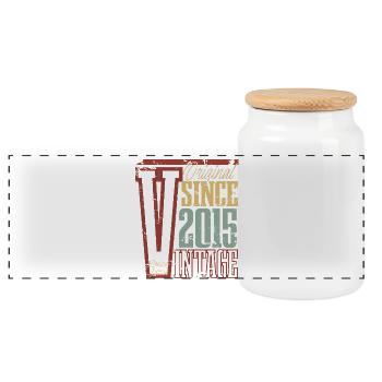 2015 Geburtstag Geburtsjahr Baujahr Vintage Retro - Panorama Keksdose mit Holzdeckel - Weiß - Vorne