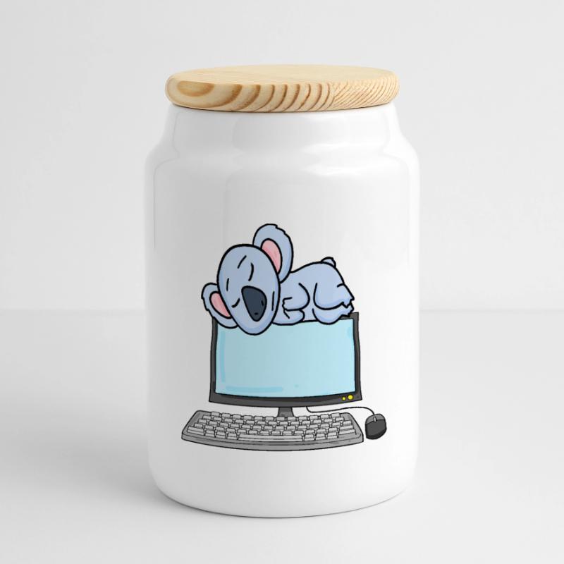 Koala Computer Nerd Programmeur Cadeau Boîte à biscuits avec couvercle en bois