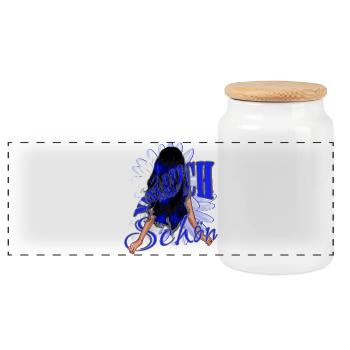 Beaux cheveux noir-bleu bleu beauté naturelle - Boîte à biscuits avec couvercle en bois - blanc - Devant
