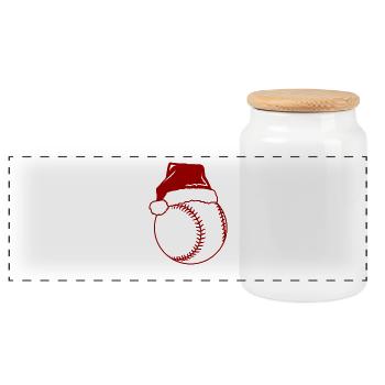 Baseball de Noël - Boîte à biscuits avec couvercle en bois - blanc - Devant