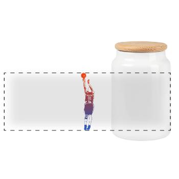 Basketball Dunk - Panoramic Cookie Jar with Wooden Lid - white - Front