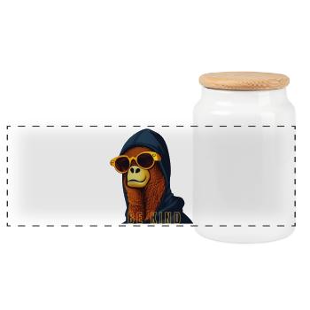 Be Kind Orangutan Hoodie - Panoramic Cookie Jar with Wooden Lid - white - Front