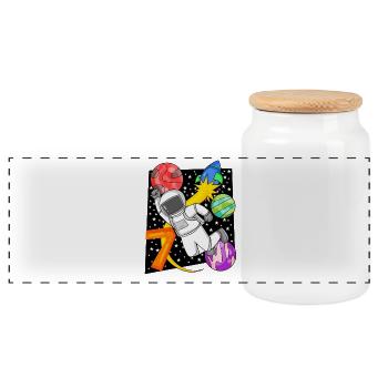 7 Years Birthday Boy Gift - Panoramic Cookie Jar with Wooden Lid - white - Front