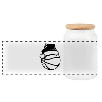 Basketball de Noël - Boîte à biscuits avec couvercle en bois - blanc - Devant