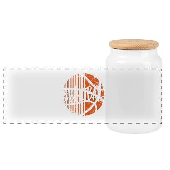 Basketball Basketballer - Panorama Keksdose mit Holzdeckel - Weiß - Vorne