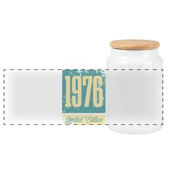 Né en 1976 Anniversaire Année de naissance - Boîte à biscuits avec couvercle en bois - blanc - Devant