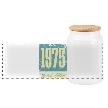 1975 Anniversaire de naissance Année de naissance - Boîte à biscuits avec couvercle en bois - blanc - Devant