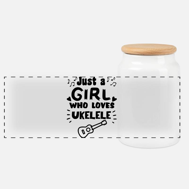 Nur ein Mädchen, das wirklich gerne Ukulele spielt * - Panorama Keksdose mit Holzdeckel - Weiß