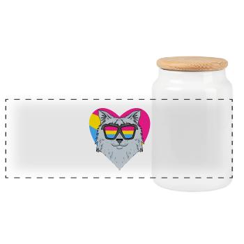 Pansexuell Katze Sibirische Katze Herz Geschenk - Panorama Keksdose mit Holzdeckel - Weiß - Vorne