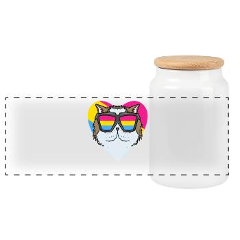 Pansexuel Chat Persan Cat Coeur Cadeau - Boîte à biscuits avec couvercle en bois - blanc - Devant