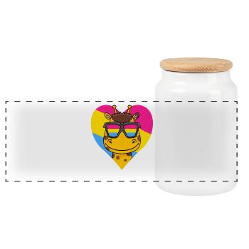 Pansexual Giraffe Heart Gift - Panoramic Cookie Jar with Wooden Lid - white - Front