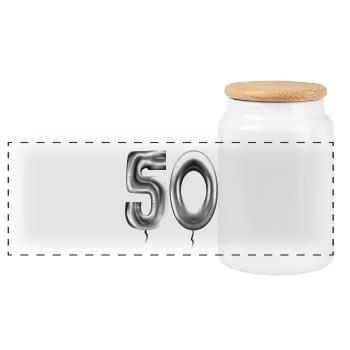 50e anniversaire ballons d’anniversaire 50 ans - Boîte à biscuits avec couvercle en bois - blanc - Devant