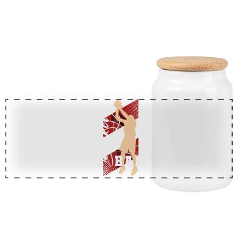 Joueurs de basket-ball - Boîte à biscuits avec couvercle en bois - blanc - Devant