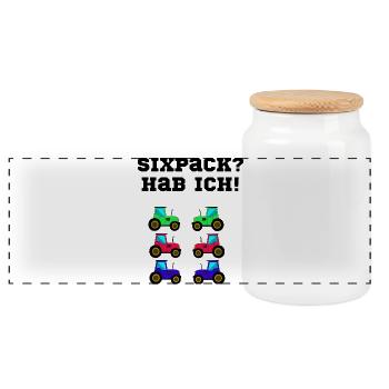 trecker sixpack kinder traktor - Panorama Keksdose mit Holzdeckel - Weiß - Vorne
