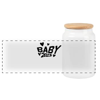 Baby 2023 - Panorama Keksdose mit Holzdeckel - Weiß - Vorne
