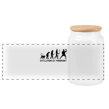 Evolution of Pingpong - Panoramic Cookie Jar with Wooden Lid - white - Front