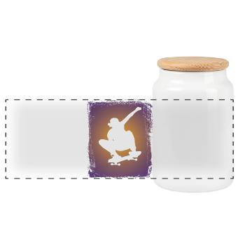 Skateboard Skateboarder Silhouette - Boîte à biscuits avec couvercle en bois - blanc - Devant