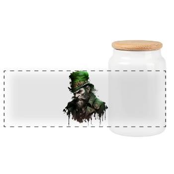 Untoter Leprechaun mit Hut - Panorama Keksdose mit Holzdeckel - Weiß - Vorne