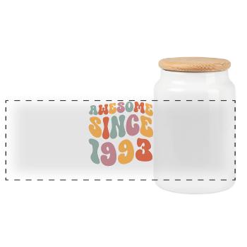 1993 Anniversaire né Groovy Vintage Retro - Boîte à biscuits avec couvercle en bois - blanc - Devant