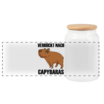 Capybara Wasserschwein Geschenk - Panorama Keksdose mit Holzdeckel - Weiß - Vorne