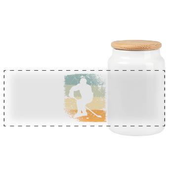 Eishockey  - Panoramic Cookie Jar with Wooden Lid - white - Front