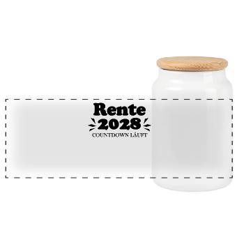Rente 2028 Ruhestand Rentner Renteneintritt - Panorama Keksdose mit Holzdeckel - Weiß - Vorne