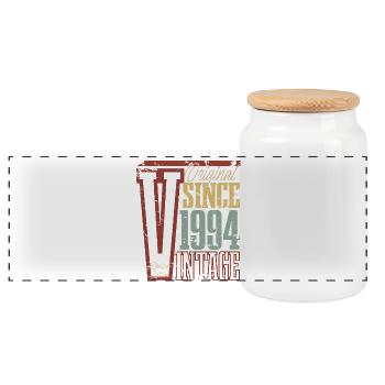 1994 Anniversaire Année de naissance Année de construction Vintage Rétro - Boîte à biscuits avec couvercle en bois - blanc - Devant