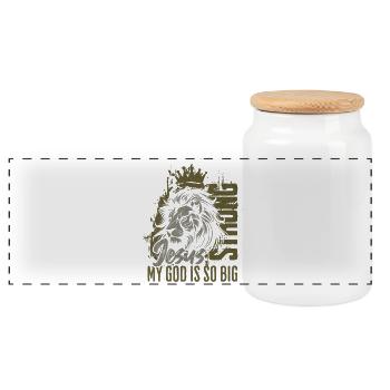 Jésus de la couronne du lion Grande Foi - Boîte à biscuits avec couvercle en bois - blanc - Devant