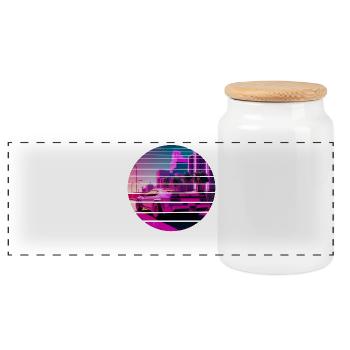 Retro Wave Sport 80s Vaporwave Sunset - Panorama Keksdose mit Holzdeckel - Weiß - Vorne