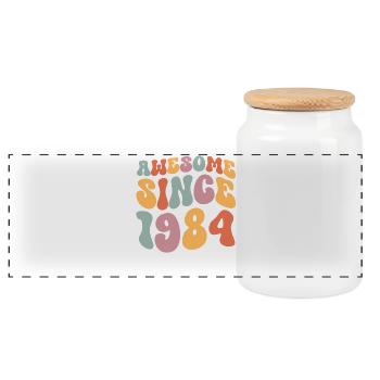 1984 Anniversaire né Groovy Vintage Retro - Boîte à biscuits avec couvercle en bois - blanc - Devant